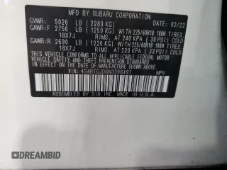 2022 Subaru Outback Onyx XT with VIN 4S4BTGJD6N3206497, listed as a Copart auction lot 59954055 with 61,366 mi miles and Salvage title. Bid and sale history available at DreamBid. Image 13.