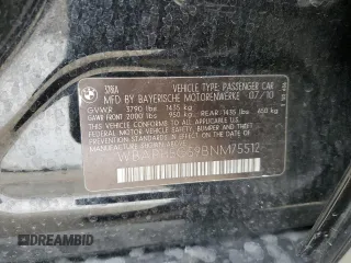 2011 BMW 3 Series 328i with VIN WBAPH5G59BNM75512, listed as a Copart auction lot 45719405 with 100,285 mi miles and Salvage title. Bid and sale history available at DreamBid. Image 12.