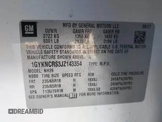 2018 Cadillac XT5 Luxury FWD z VIN 1GYKNCRS3JZ143354, wystawiony jako IAAI lot #41973536 z przebiegiem 101 327 mil mil oraz . Historia ofert i sprzedaży dostępna na DreamBid. Obrazek 9.