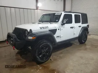 2020 Jeep Wrangler Unlimited Willys with VIN 1C4HJXDN2LW170053, listed as a Copart auction lot 50265365 with 76,682 mi miles and Clean title. Bid and sale history available at DreamBid. Image 1.