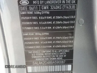 2011 Land Rover LR4 Lux with VIN SALAK2D48BA590087, listed as a Copart auction lot 57804765 with 136,476 mi miles and Clean title. Bid and sale history available at DreamBid. Image 13.