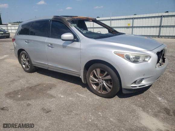 2013 Infiniti JX35 with VIN 5N1AL0MNXDC342444, listed as a Copart auction lot 66508564 with 0 mi miles and Salvage Title. Bid and sale history available at carsss.com. Image 4.
