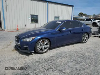 2019 Infiniti Q50 Luxe with VIN JN1EV7AR3KM551356, listed as a Copart auction lot 49477285 with 78,376 mi miles and Salvage title. Bid and sale history available at DreamBid. Image 1.
