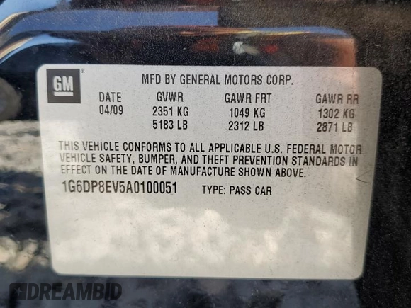 2010 Cadillac CTS Premium with VIN 1G6DP8EV5A0100051, listed as a Copart auction lot 55255845 with 201,887 mi miles and Salvage Title. Bid and sale history available at carsss.com. Image 12.