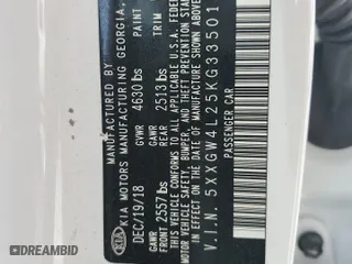 2019 Kia Optima SX with VIN 5XXGW4L25KG335015, listed as a Copart auction lot 49240855 with 51,933 mi miles and Salvage Title. Bid and sale history available at carsss.com. Image 12.