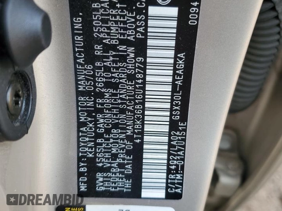 2006 Toyota Avalon XL with VIN 4T1BK36B16U148779, listed as a Copart auction lot 54176735 with 141,673 mi miles and Clean Title. Bid and sale history available at DreamBid. Image 13.
