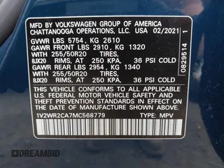 2021 Volkswagen Atlas SE z VIN 1V2WR2CA7MC568779, wystawiony jako IAAI lot #42132709 z przebiegiem 51 205 mil mil oraz . Historia ofert i sprzedaży dostępna na DreamBid. Obrazek 9.