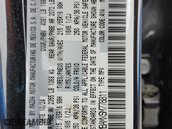 2025 Mazda CX-30 S with VIN 3MVDMBAMXSM778811, listed as a Copart auction lot 54241865 with 8,822 mi miles and Salvage title. Bid and sale history available at DreamBid. Image 14.