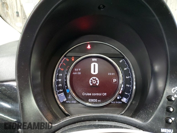 2015 FIAT 500 Pop with VIN 3C3CFFAR5FT501672, listed as a Copart auction lot 52784455 with 63,635 mi miles and Salvage Title. Bid and sale history available at carsss.com. Image 9.