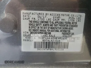 2017 Nissan Versa S with VIN 3N1CN7AP8HL902108, listed as a Copart auction lot 60867725 with 163,073 mi miles and Salvage title. Bid and sale history available at DreamBid. Image 12.