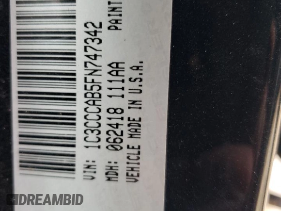 2015 Chrysler 200 Limited with VIN 1C3CCCAB5FN747342, listed as a Copart auction lot 53182605 with 132,566 mi miles and Salvage Title. Bid and sale history available at DreamBid. Image 14.
