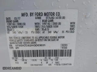 2017 Ford Explorer XLT with VIN 1FM5K7D82HGD03031, listed as a IAAI auction lot 38708280 with 137,906 mi miles. Bid and sale history available at carsss.com. Image 9.