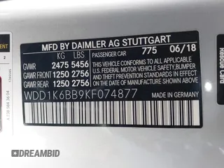 2019 Mercedes-Benz E 53 AMG with VIN WDD1K6BB9KF074877, listed as a IAAI auction lot 41670966 with 53,305 mi miles and . Bid and sale history available at DreamBid. Image 9.