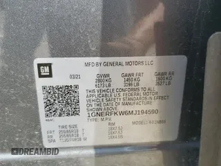 2021 Chevrolet Traverse LS with VIN 1GNERFKW6MJ194590, listed as a Copart auction lot 64008554 with 36,861 mi miles and Salvage Title. Bid and sale history available at carsss.com. Image 13.