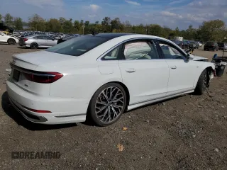 2023 Audi A8 with VIN WAULDAF87PN012614, listed as a Copart auction lot 74370654 with 26,344 mi miles and Salvage Title. Bid and sale history available at carsss.com. Image 3.