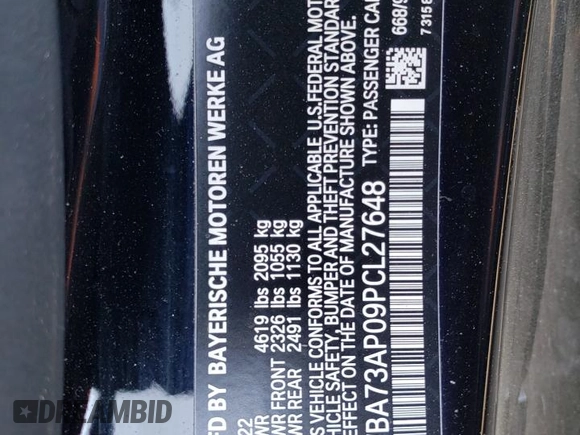 2023 BMW 4 Series 430i xDrive with VIN WBA73AP09PCL27648, listed as a Copart auction lot 49793493 with 6,717 mi miles and . Bid and sale history available at DreamBid. Image 12.
