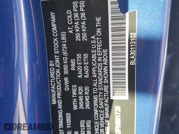 2023 VinFast VF 8 Plus z VIN RLLV1AFA2PH001726, wystawiony jako Copart lot #78890274 z przebiegiem 4 970 mil mil oraz Szkoda całkowita • Salvage title. Historia ofert i sprzedaży dostępna na DreamBid. Obrazek 13.