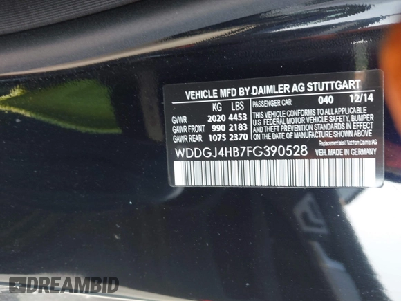 2015 Mercedes-Benz C 250 with VIN WDDGJ4HB7FG390528, listed as a IAAI auction lot 42608653 with 126,314 mi miles and . Bid and sale history available at DreamBid. Image 9.