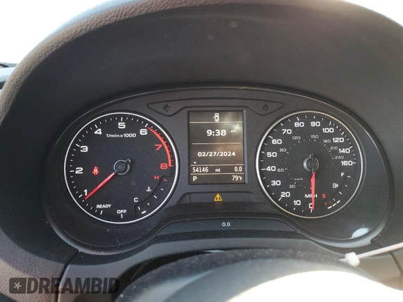 2017 Audi A3 Sedan Premium with VIN WAUB8GFF9H1029795, listed as a Copart auction lot 43848334 with 54,146 mi miles. Bid and sale history available at carsss.com. Image 9.