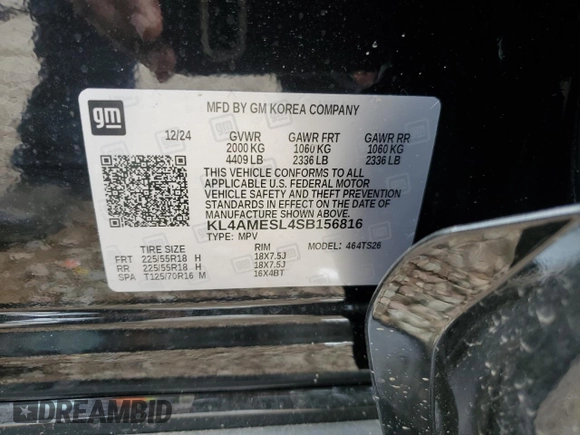 2025 Buick Encore GX Sport Touring with VIN KL4AMESL4SB156816, listed as a Copart auction lot 55428645 with 4 mi miles and Salvage title. Bid and sale history available at DreamBid. Image 14.