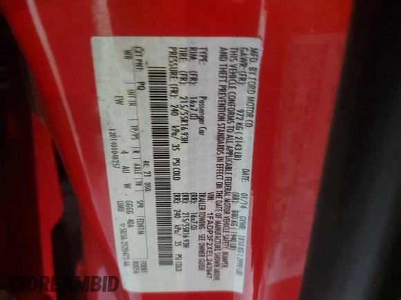 2014 Ford Focus SE with VIN 1FADP3F2XEL243947, listed as a Copart auction lot 54070955 with 110,173 mi miles and Salvage Title. Bid and sale history available at carsss.com. Image 12.