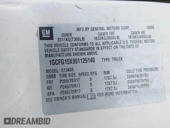 2009 Chevrolet Express Cargo with VIN 1GCFG15X091129140, listed as a IAAI auction lot 41273961 with Not provided miles and . Bid and sale history available at DreamBid. Image 9.