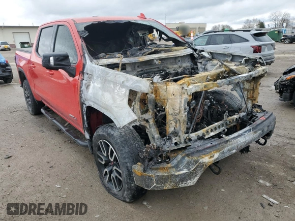 2021 GMC Sierra 1500 AT4 with VIN 1GTU9EET7MZ402509, listed as a Copart auction lot 49750745 with 0 mi miles and Salvage Title. Bid and sale history available at carsss.com. Image 4.