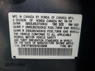 2005 Honda Pilot LX z VIN 2HKYF18125H505956, wystawiony jako Copart lot #49728655 z przebiegiem 275 696 mil mil oraz Szkoda całkowita • Salvage title. Historia ofert i sprzedaży dostępna na DreamBid. Obrazek 15.