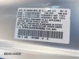 2014 Honda Odyssey EX with VIN 5FNRL5H40EB030000, listed as a IAAI auction lot 41698771 with 190,169 mi miles and . Bid and sale history available at carsss.com. Image 9.
