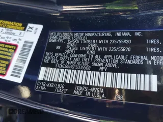 2023 Toyota Highlander L with VIN 5TDKDRBH6PS035508, listed as a IAAI auction lot 41681365 with 17,879 mi miles and . Bid and sale history available at DreamBid. Image 9.
