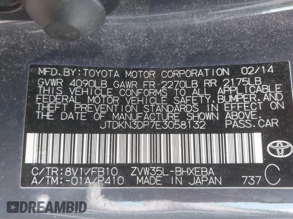 2014 Toyota Prius с VIN JTDKN3DP7E3058132, выставлен на аукционе IAAI как лот 42569536 с пробегом 263 089 миль миль и . История ставок и продаж доступна на DreamBid. Изображение 9.