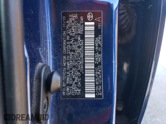 2011 Toyota Prius I with VIN JTDKN3DU4B0256363, listed as a Copart auction lot 83121644 with 188,129 mi miles and Salvage Title. Bid and sale history available at carsss.com. Image 12.