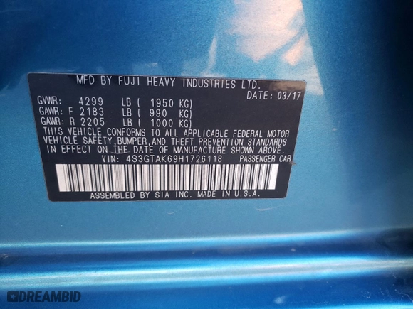 2017 Subaru Impreza Sport with VIN 4S3GTAK69H1726118, listed as a Copart auction lot 71994214 with 148,712 mi miles and Salvage Title. Bid and sale history available at carsss.com. Image 12.