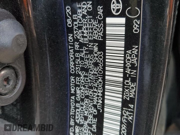 2021 Toyota C-HR LE z VIN JTNKHMBX0M1096503, wystawiony jako Copart lot #55501725 z przebiegiem 29 774 mil mil oraz Szkoda całkowita • Salvage title. Historia ofert i sprzedaży dostępna na DreamBid. Obrazek 14.