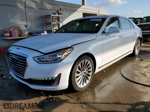 2019 Genesis G90 Premium with VIN KMTF34JA0KU054699, listed as a Copart auction lot 88333005 with 44,582 mi miles and Non Repairable. Bid and sale history available at DreamBid. Image 1.
