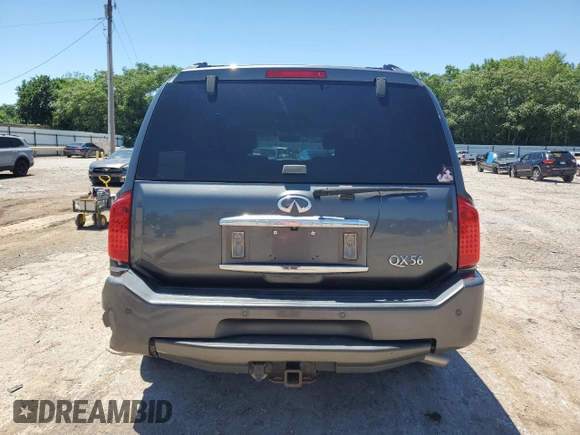 2006 Infiniti QX56 with VIN 5N3AA08C86N814864, listed as a Copart auction lot 57924084 with 120,210 mi miles and Salvage Title. Bid and sale history available at carsss.com. Image 6.