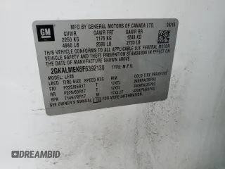 2015 GMC Terrain SLE z VIN 2GKALMEK6F6392130, wystawiony jako Copart lot #80690794 z przebiegiem Nie podano mil oraz Szkoda całkowita • Salvage title. Historia ofert i sprzedaży dostępna na DreamBid. Obrazek 15.