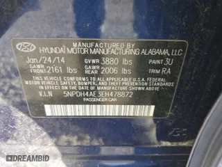 2014 Hyundai Elantra Limited with VIN 5NPDH4AE3EH478872, listed as a IAAI auction lot 41654207 with 1 mi miles. Bid and sale history available at carsss.com. Image 9.