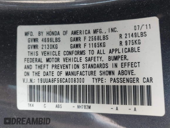 2012 Acura TL Tech Auto with VIN 19UUA8F56CA008300, listed as a IAAI auction lot 41887583 with 113,804 mi miles. Bid and sale history available at carsss.com. Image 9.