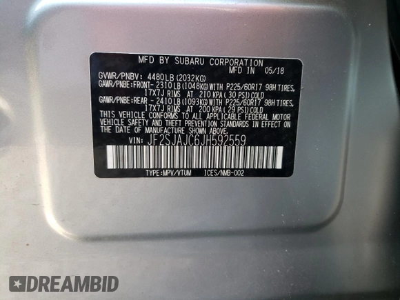 2018 Subaru Forester Limited with VIN JF2SJAJC6JH592559, listed as a Copart auction lot 41582243 with 44,025 mi miles. Bid and sale history available at carsss.com. Image 15.