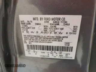 2010 Ford Escape Limited with VIN 1FMCU9EG5AKD32691, listed as a Copart auction lot 59997625 with 143,159 mi miles and Salvage title. Bid and sale history available at DreamBid. Image 13.