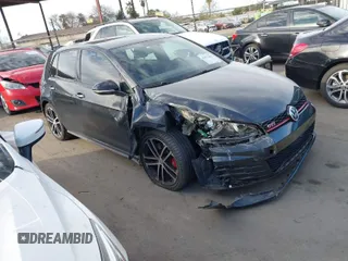 2017 Volkswagen Golf GTI S with VIN 3VW547AU2HM023421, listed as a IAAI auction lot 41673669 with 91,094 mi miles. Bid and sale history available at carsss.com. Image 1.
