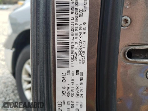 2013 Ram 1500 SLT with VIN 1C6RR7LG7DS616780, listed as a Copart auction lot 53658045 with 177,524 mi miles and Salvage title. Bid and sale history available at DreamBid. Image 12.