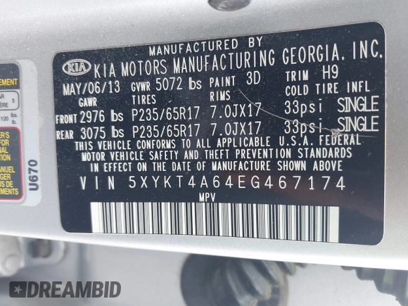 2014 Kia Sorento LX с VIN 5XYKT4A64EG467174, выставлен на аукционе IAAI как лот 42421411 с пробегом 110 552 миль миль и . История ставок и продаж доступна на DreamBid. Изображение 9.