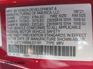 2021 Acura RDX Technology z VIN 5J8TC1H56ML021161, wystawiony jako IAAI lot #41963967 z przebiegiem 52 545 mil mil oraz . Historia ofert i sprzedaży dostępna na DreamBid. Obrazek 9.