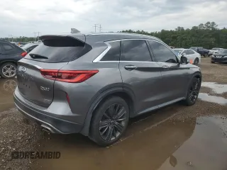 2020 Infiniti QX50 Luxe with VIN 3PCAJ5M17LF120708, listed as a Copart auction lot 57943945 with 53,649 mi miles and Salvage title. Bid and sale history available at DreamBid. Image 3.