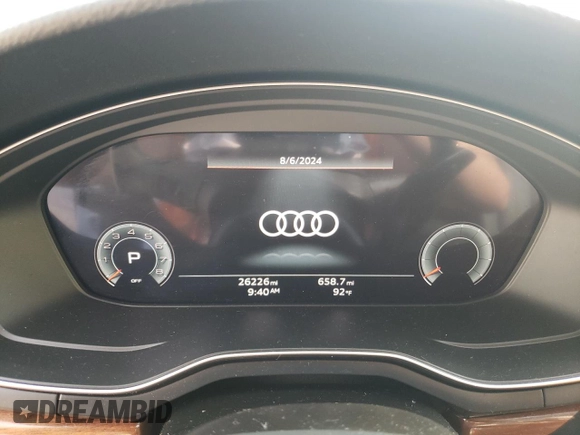 2023 Audi A5 Sportback Premium Plus with VIN WAUCBCF54PA048694, listed as a Copart auction lot 66072354 with 26,226 mi miles and Salvage Title. Bid and sale history available at carsss.com. Image 9.