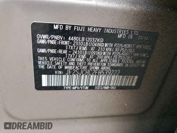 2015 Subaru Forester 2.5i Limited with VIN JF2SJCHC2FH539222, listed as a Copart auction lot 78882404 with 232,636 mi miles and Clean Title. Bid and sale history available at carsss.com. Image 14.