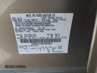 2012 Ford Flex SEL with VIN 2FMGK5CC8CBD00833, listed as a IAAI auction lot 41882383 with 202,171 mi miles. Bid and sale history available at carsss.com. Image 9.