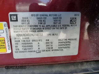 2017 Chevrolet Traverse LT with VIN 1GNKRGKD2HJ148753, listed as a Copart auction lot 48069075 with 129,821 mi miles and Salvage Title. Bid and sale history available at DreamBid. Image 13.